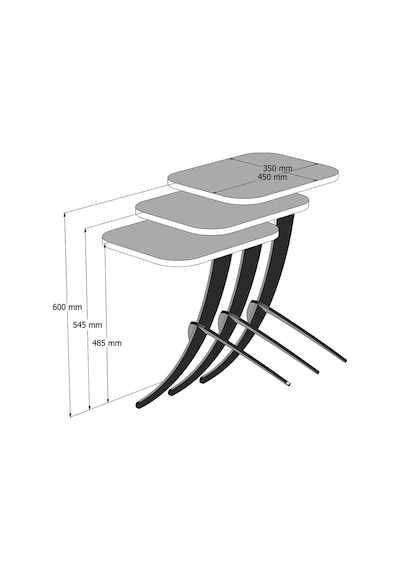 Variant Pion Metal Ayaklı 3Lü Zigon Sehpa (322107055)