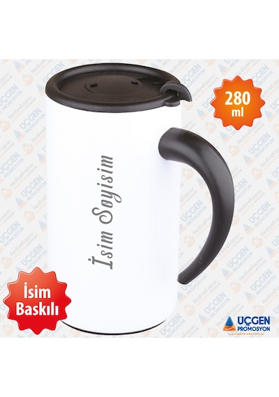 280 Ml Kulplu İsim Baskılı Termos Bardak 3507  Kırmızı