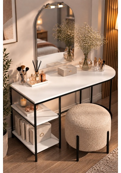 Sulorahome Beyaz Çalışma Ve Makyaj Masası 125 Cm