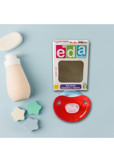 Eda Bebe Lüx Silikon Damaklı Emzik 3'lü Eko Set - 6-18 Ay -3 Renk Çok Renkli