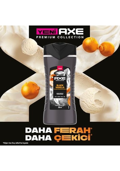 Axe Premium Collection Duş Jeli Black Vanilla 3 İn 1 Vücut Saç Yüz 300 Ml Acai Üzümü