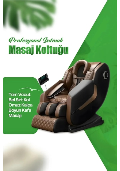 Tüm Vücut Bel Sırt Kol Omuz Kalça Boyun Kafa - Isıtmalı Profesyonel Masaj Koltuğu Siyah - Kahverengi