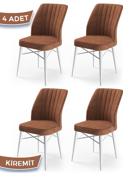 Canisa Concept Canisa Flex Serisi Gürgen Ayaklı 1.sınıf Sandalye , 4 Adet , Kiremit , Ayaklar Beyaz Sandalyeler Kiremit Ayaklar Beyaz