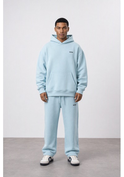 Erkek Respire Basic Oversize Hoodie Bebe Mavi