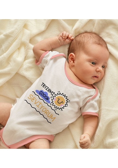 Bk Gift Bk Kids Teyzemi Çok Seviyorum Tasarımlı Pembe Bebek Body Zıbın-1 9-12 Ay Sarı