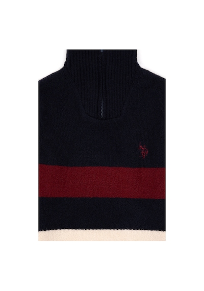 U.S. Polo Assn. Erkek Çocuk Yarım Fermuarlı Lacivert Triko Kazak 50295517-VR033