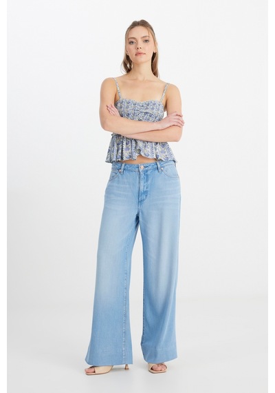 Wrangler Regular Fit Normal Kesim Kalp Yaka Mavi Bluz W241605400 Mavi