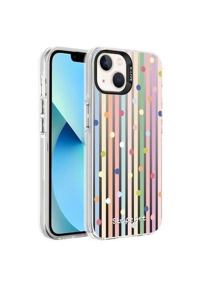 Apple Uyumlu iPhone 13 Kılıf Desenli Zore Silver Sert Kapak Noktalar