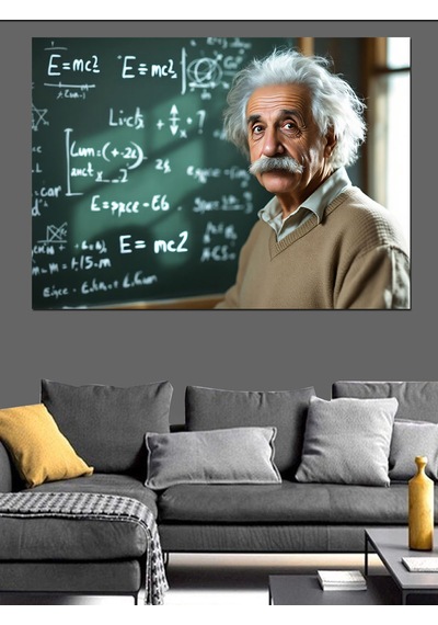 Bilim İnsanı Albert Einstein Dekoratif Kanvas - Mdf Ahşap Tablo