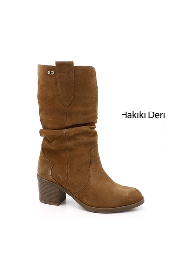 Gönderi(R) Gönderi R Kadın Taba Süet Kalın Topuklu Körüklü Hakiki Deri Çizme Gkzc13447531 TABA SÜET