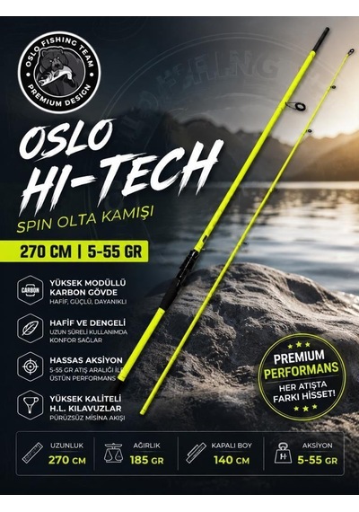 Oslo Hightech 270cm 5-55gr Okuma Outrax 4000 Spin Olta Seti