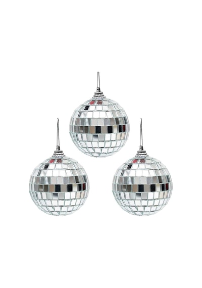 Disco Topu Aynalı Gümüş 8 Cm 3 Lü