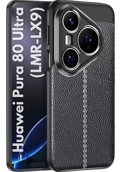 Huawei Pura 80 Ultra Uyumlu Silikon Kılıf Deri Desenli Kamera Korumalı Autofocus Kapak Siyah