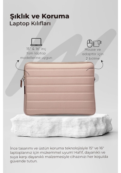 Mussen Laptop Kılıfı Su Geçirmez Macbook Neo Air Pro 15-16 İnç Vizon Vizon
