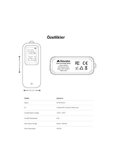 Wifi Mini Lcd Ekranlı Sıcaklık Ve Nem Sensörü Tuya - Smartlife Uyumlu Ip65 Standart