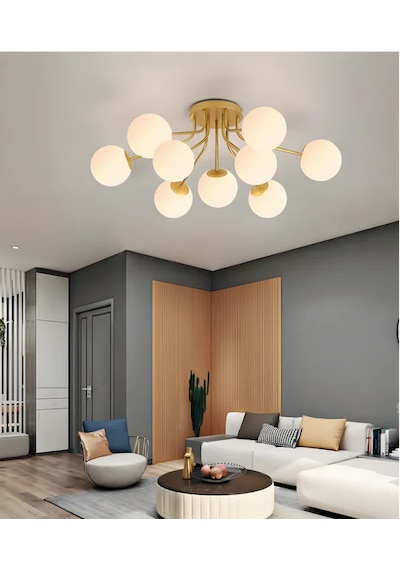 9 Camlı Modern Mutfak Yatak Odası Salon Avize 4139-m62-5y-br Gold
