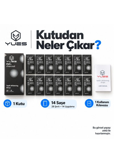 Yues Pap+ Kömürlü Diş Beyazlatma Bandı 28 Şerit 14 Uygulama