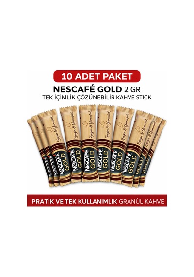 Nescafe Gold 2 Gr 10 Adet Tek İçimlik Stick Çözünebilir Granül Kahve Paket Diğer