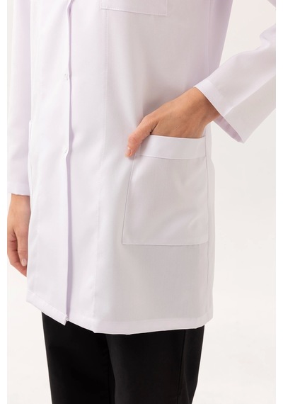 Adiantum Kadın Doktor Öğretmen Laboratuvar Önlüğü Beyaz