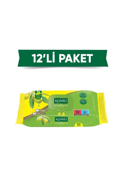 Komili Zeytinyağlı Islak Havlu 90 Yaprak X 12 Adet 12'li Set