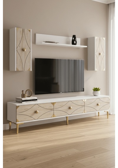 Tvr1897btg - Alfa Tvr180 Tv Ünitesi Takım , Tv Sehpası Beyaz - Traverten - Gold 180cm Tvr1897btg - Alfa Tvr180 Tv Ünitesi Takım , Tv Sehpası Beyaz - Traverten - Gold 180cm