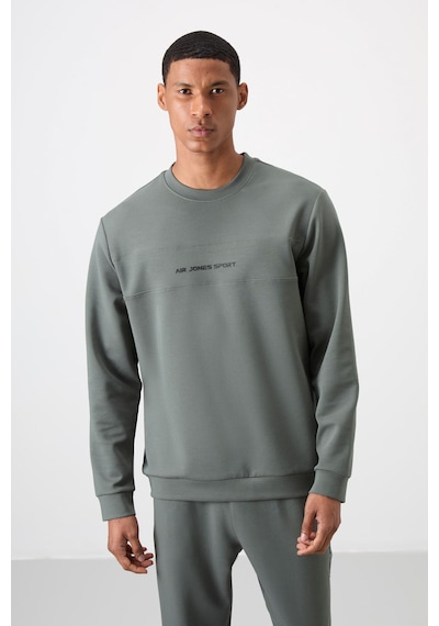 Tommy Life Haki - Haki Pamuklu Kalın Yumuşak Dokulu Comfort Fit Baskılı Erkek Eşofman Takım - 85253 Haki