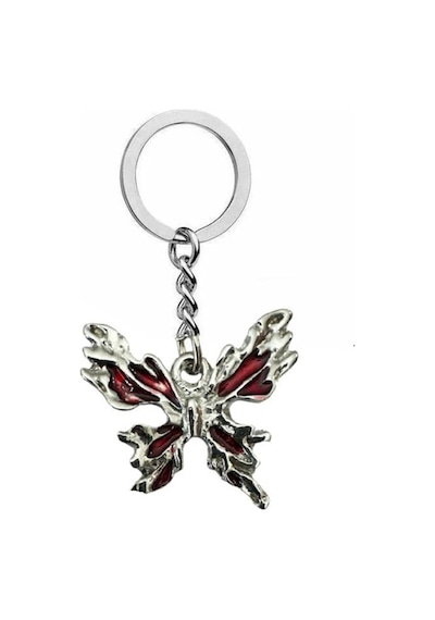 Kırmızı Mineli Gotik Kelebek Unisex Zamak Kaplama Anahtarlık Zarafetin Ve Özgürlüğün Anahtarı