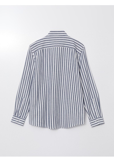 Lcw Vision Lacivert Regular Fit Uzun Kollu Çizgili Poplin Erkek Gömlek