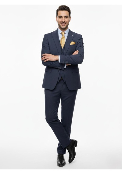 Presto Erkek Slimfit 6 Drop Yelekli Takım Elbise Lacivert 794-200 Lacivert
