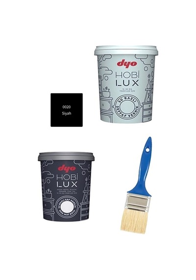 Hobilux 0,9lt Set Hobilux Akrilik Ipek Mat Boya Hobilux Mat Vernik Kestirme Fırça Siyah