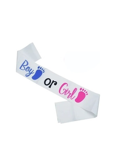 Cinsiyet Partisi Boy Or Girl Baskılı Saten Kuşak Tüm Yaşlar