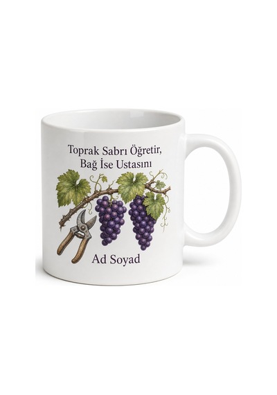 Bağcılık Uzmanına Üzüm Salkımı Budama Sanatı Bağ Bozumu Kupa Bardak Hediye Beyaz / Çok Renkli