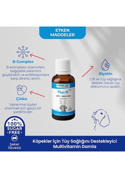 Foodline Köpekler İçin Plus +b Damla 50 Ml Tüy Sağlığını