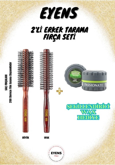 Eyens 2'li Profesyonel Erkek Fırça Seti 150 Ml Kavanoz Wax Hediye