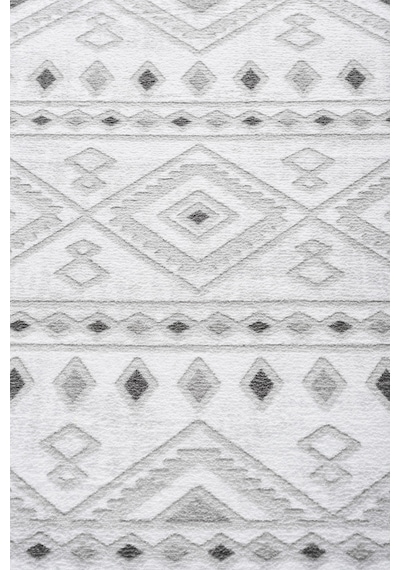 Raschel Carpet Premium Bohem Yıkanabilir Leke Tutmaz Modern Mutfak Halısı Etnik Desen Grı Elips Model Özel Seri Kaymaz Taban Halı Çok Renkli