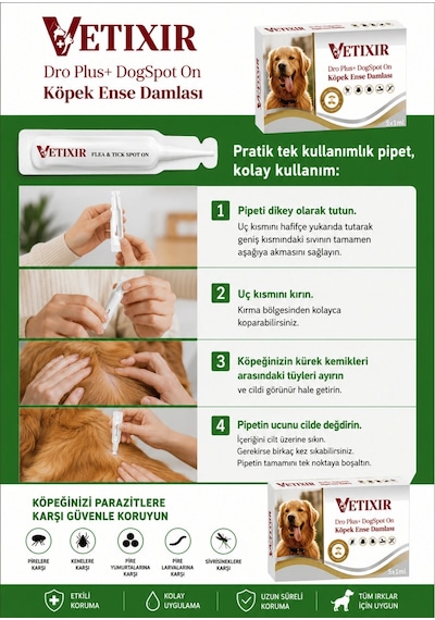 Köpek Bitkisel İç Dış Bit Pire Uzaklaştırıcı Damla Ve Tablet 5 Damla 3 Tablet