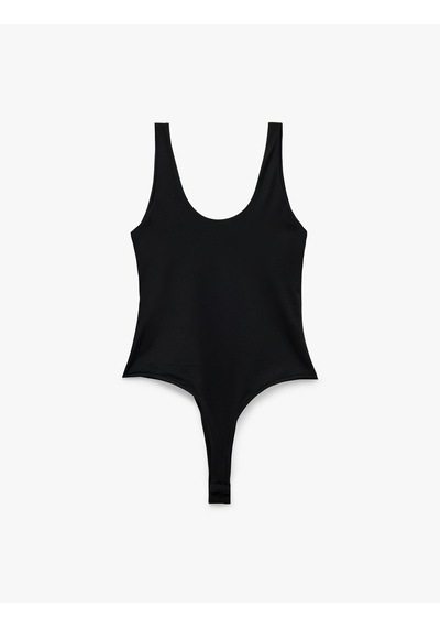 Koton Slim Fit U Yaka Kalın Askılı Bodysuit Siyah 6sak10265ek
