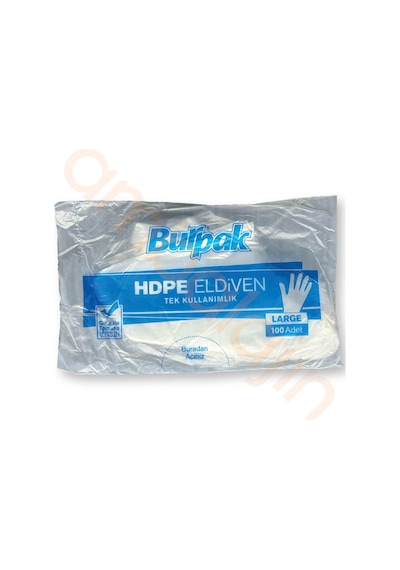 5 Paket Burpak 100'lü Large Tek Kullanımlık Şeffaf Eldiven Hdpe