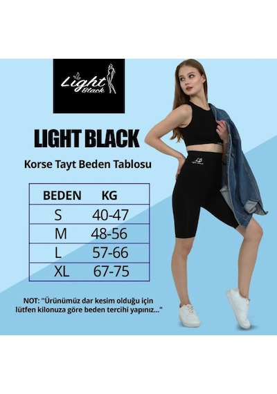 Light Black 2 Beden Sıkılaştırıcı - Doğum Sonrası - Kısa Korse Şort Çift Katlı Korse Siyah
