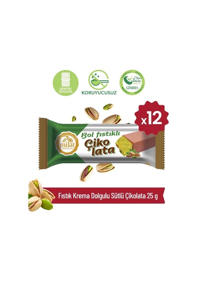 Milat Fıstık Krema Dolgulu Sütlü Çikolata 12 25 G