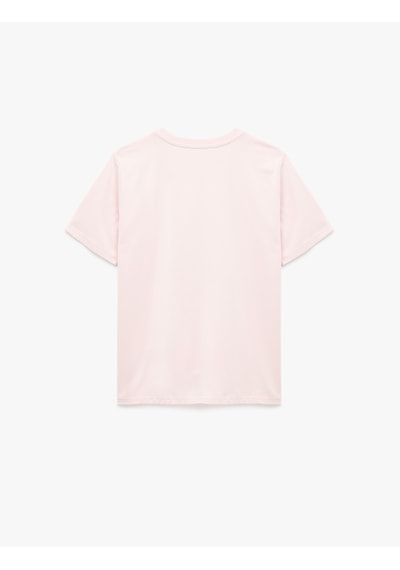 Koton Regular Fit Kısa Kollu Bisiklet Yaka Pamuklu Baskılı Tişört Pembe 6sak50034ek Gül