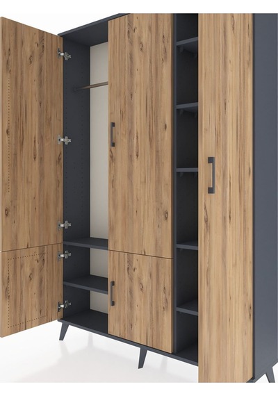 Arges Dolap 7 Raflı 5 Kapaklı Tek Askılı 132x30x195 Antrasit-çam/antrasit Atlas Çam/antrasıt Arges Dolap 7 Raflı 5 Kapaklı Tek Askılı 132x30x195 Antrasit-çam/antrasit Atlas Çam/antrasıt