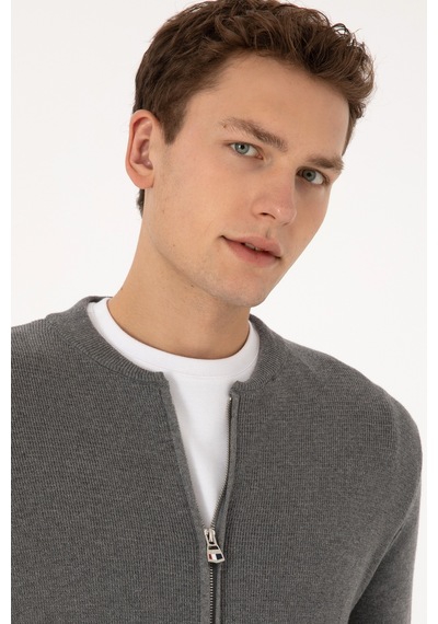 U.s. Polo Assn. Erkek Gri Melanj Hırka Triko 50307813-vr086 Grı Melanj