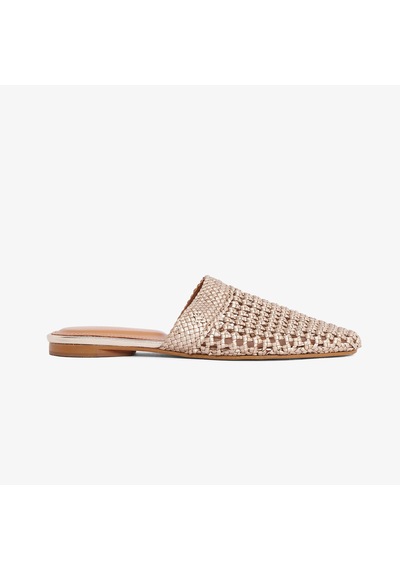 Tommy Hilfiger Crochet Metallic Leather Mule Kadın Kahverengi Terlikfw0fw08606