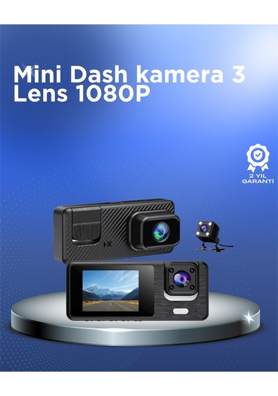 Nrzsnt 1080p 3 Kameralı Araç Dvr Döngü Kayıt Ve Geri Görüş Özellikli