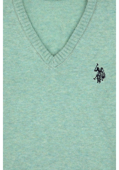 U.S. Polo Assn. Kız Çocuk Yeşil Melanj V Yaka Basic Kazak 50316777-VR115