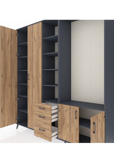 Hyperion Dolap 13 Raflı 3 Çekmeceli 4 Kapaklı 220x44x243 Antrasit-çam/çam Çok Renkli Hyperion Dolap 13 Raflı 3 Çekmeceli 4 Kapaklı 220x44x243 Antrasit-çam/çam Çok Renkli