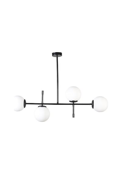 Dörtlü Siyah Model Modern Glop Beyaz Camlı Avize