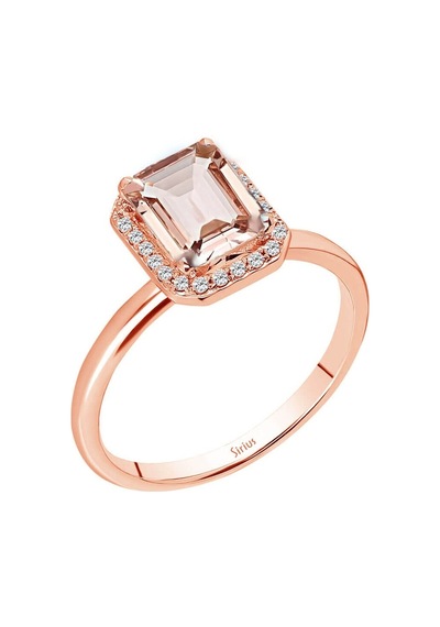 Sirius Pırlanta Ve Emerald Kesim Morganite Yüzük 0831R0037