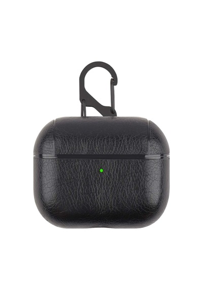 Caseonn Apple Airpods Uyumlu 5 Kılıf Kancalı Lüks Deri Görünümlü Siyah